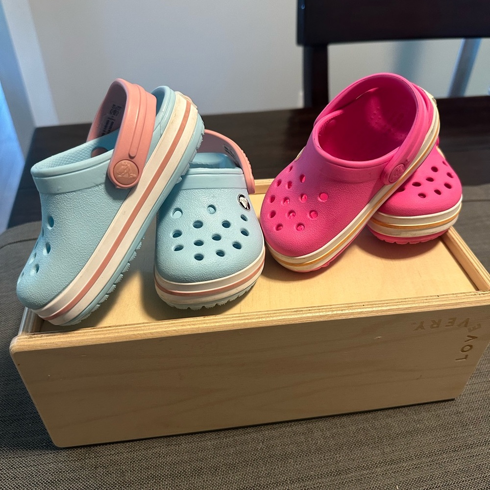 CROCS Pink and Blue summer shoes